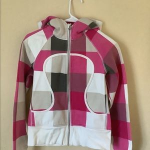Lululemon Pink Remix Plaid Scuba Sweatshirt Size 6